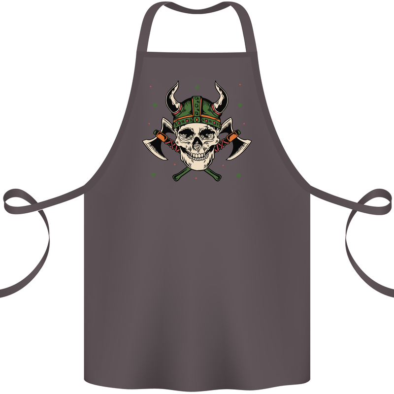 Viking Skull With Axes and Helmet Cotton Apron 100% Organic Dark Grey