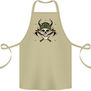 Viking Skull With Axes and Helmet Cotton Apron 100% Organic Khaki