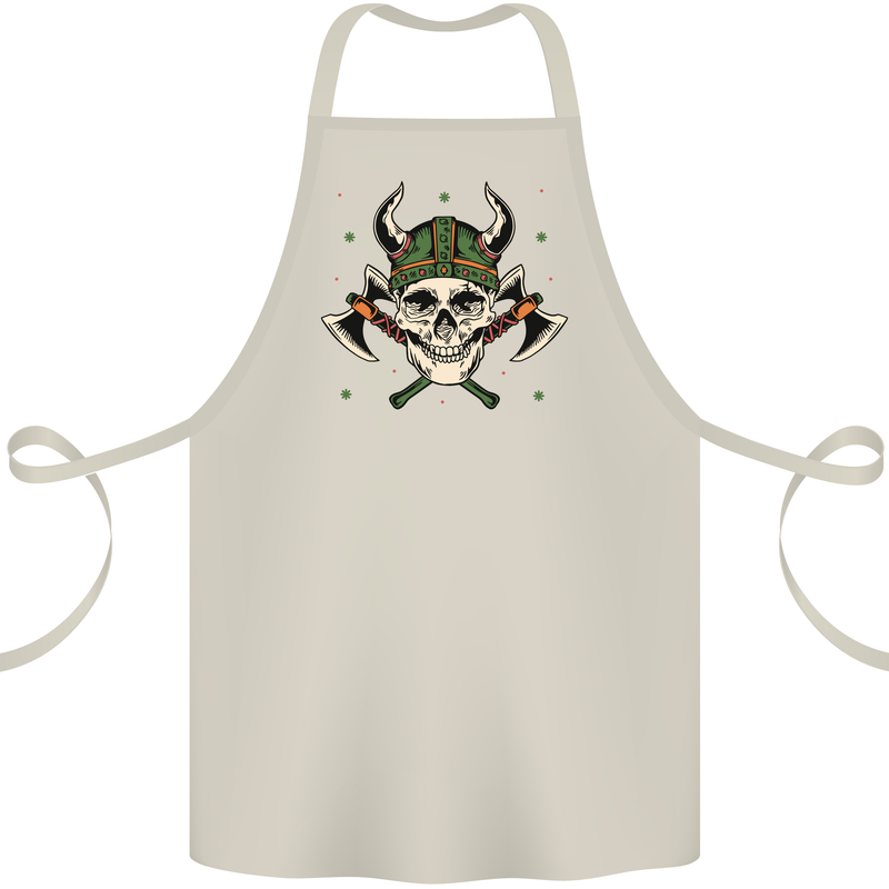 Viking Skull With Axes and Helmet Cotton Apron 100% Organic Natural