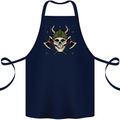 Viking Skull With Axes and Helmet Cotton Apron 100% Organic Navy Blue