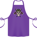Viking Skull With Axes and Helmet Cotton Apron 100% Organic Purple