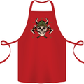 Viking Skull With Axes and Helmet Cotton Apron 100% Organic Red