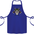 Viking Skull With Axes and Helmet Cotton Apron 100% Organic Royal Blue