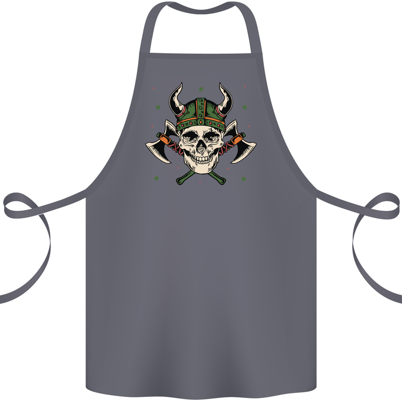 Viking Skull With Axes and Helmet Cotton Apron 100% Organic Steel