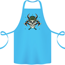 Viking Skull With Axes and Helmet Cotton Apron 100% Organic Turquoise