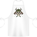 Viking Skull With Axes and Helmet Cotton Apron 100% Organic White