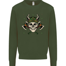 Viking Skull With Axes and Helmet Kids Sweatshirt Jumper Forest Green