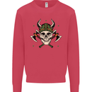 Viking Skull With Axes and Helmet Kids Sweatshirt Jumper Heliconia
