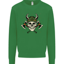 Viking Skull With Axes and Helmet Kids Sweatshirt Jumper Irish Green