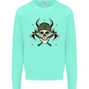 Viking Skull With Axes and Helmet Kids Sweatshirt Jumper Peppermint