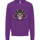 Viking Skull With Axes and Helmet Kids Sweatshirt Jumper Purple