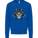 Viking Skull With Axes and Helmet Kids Sweatshirt Jumper Royal Blue