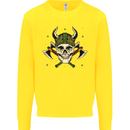 Viking Skull With Axes and Helmet Kids Sweatshirt Jumper Yellow