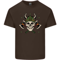 Viking Skull With Axes and Helmet Kids T-Shirt Childrens Chocolate
