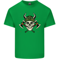 Viking Skull With Axes and Helmet Kids T-Shirt Childrens Irish Green