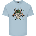 Viking Skull With Axes and Helmet Kids T-Shirt Childrens Light Blue