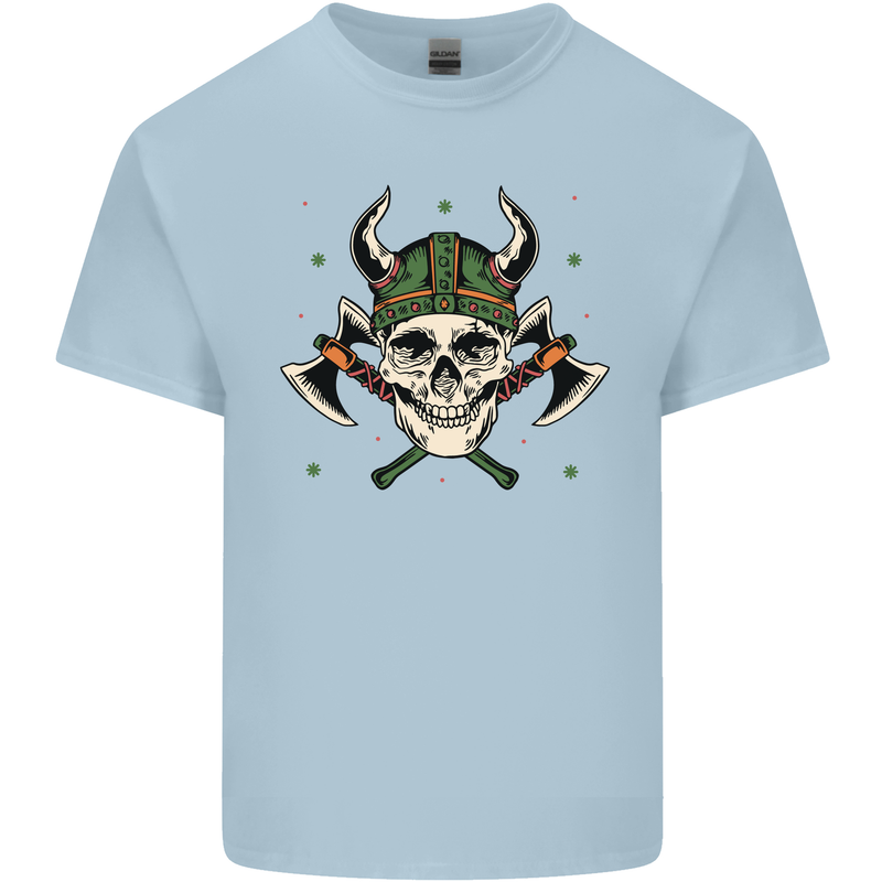 Viking Skull With Axes and Helmet Kids T-Shirt Childrens Light Blue