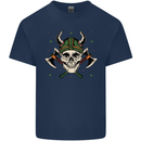 Viking Skull With Axes and Helmet Kids T-Shirt Childrens Navy Blue