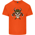 Viking Skull With Axes and Helmet Kids T-Shirt Childrens Orange