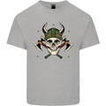 Viking Skull With Axes and Helmet Kids T-Shirt Childrens Sports Grey