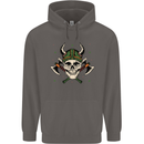 Viking Skull With Axes and Helmet Mens 80% Cotton Hoodie Charcoal