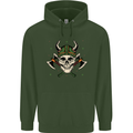 Viking Skull With Axes and Helmet Mens 80% Cotton Hoodie Forest Green