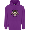 Viking Skull With Axes and Helmet Mens 80% Cotton Hoodie Purple