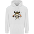 Viking Skull With Axes and Helmet Mens 80% Cotton Hoodie White