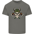 Viking Skull With Axes and Helmet Mens Cotton T-Shirt Tee Top Charcoal