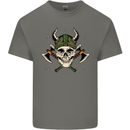 Viking Skull With Axes and Helmet Mens Cotton T-Shirt Tee Top Charcoal