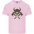 Viking Skull With Axes and Helmet Mens Cotton T-Shirt Tee Top Light Pink