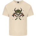 Viking Skull With Axes and Helmet Mens Cotton T-Shirt Tee Top Natural