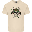 Viking Skull With Axes and Helmet Mens Cotton T-Shirt Tee Top Natural