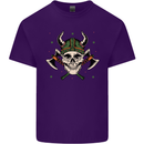 Viking Skull With Axes and Helmet Mens Cotton T-Shirt Tee Top Purple