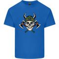 Viking Skull With Axes and Helmet Mens Cotton T-Shirt Tee Top Royal Blue