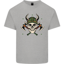 Viking Skull With Axes and Helmet Mens Cotton T-Shirt Tee Top Sports Grey