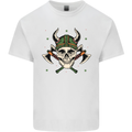 Viking Skull With Axes and Helmet Mens Cotton T-Shirt Tee Top White