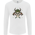 Viking Skull With Axes and Helmet Mens Long Sleeve T-Shirt White