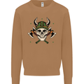 Viking Skull With Axes and Helmet Mens Sweatshirt Jumper Caramel Latte