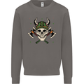 Viking Skull With Axes and Helmet Mens Sweatshirt Jumper Charcoal