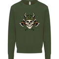 Viking Skull With Axes and Helmet Mens Sweatshirt Jumper Forest Green
