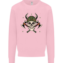 Viking Skull With Axes and Helmet Mens Sweatshirt Jumper Light Pink