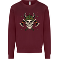 Viking Skull With Axes and Helmet Mens Sweatshirt Jumper Maroon