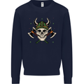 Viking Skull With Axes and Helmet Mens Sweatshirt Jumper Navy Blue