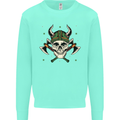 Viking Skull With Axes and Helmet Mens Sweatshirt Jumper Peppermint