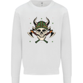 Viking Skull With Axes and Helmet Mens Sweatshirt Jumper White