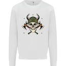 Viking Skull With Axes and Helmet Mens Sweatshirt Jumper White