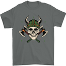 Viking Skull With Axes and Helmet Mens T-Shirt 100% Cotton Charcoal
