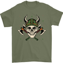 Viking Skull With Axes and Helmet Mens T-Shirt 100% Cotton Military Green