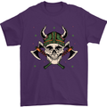 Viking Skull With Axes and Helmet Mens T-Shirt 100% Cotton Purple